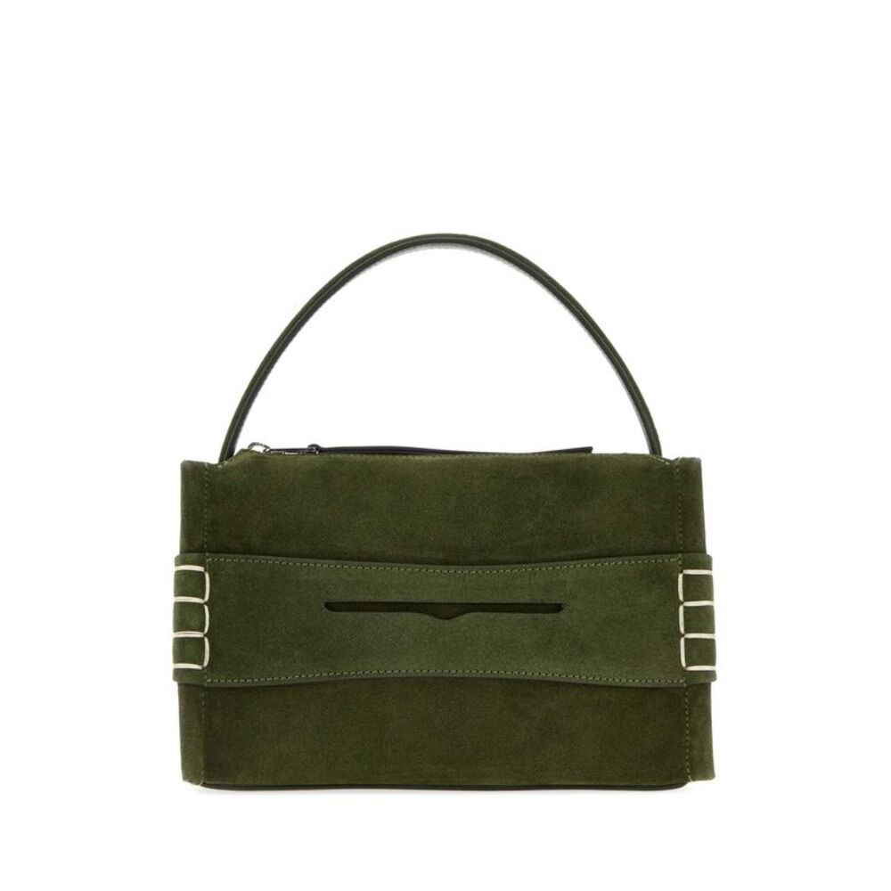 Jw Anderson Women Olive Green Suede Small Loafer Handbag